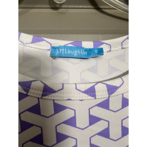 J. McLaughlin Purple & White Patterned Blouse - Size Small - Picture 3 of 5